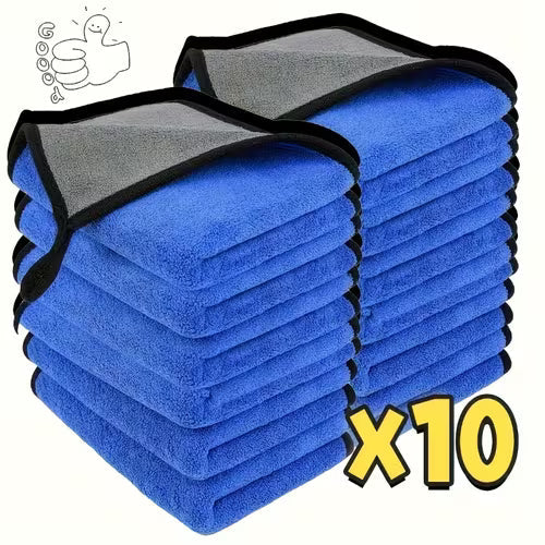 Set of 10 Ultra-Fine Microfiber Cloths for Car Cleaning